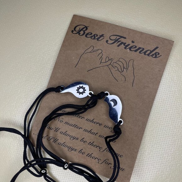Best Friends Matching Moon & Sun Star Adjustable Bracelet Set - Picture 1 of 4